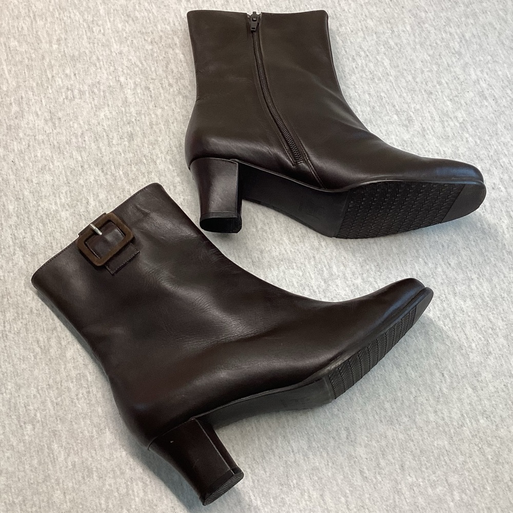 ROS R HOMMERSON H26489 LEATHER UPPER WOMEN’S ANKLE BOOTIES SIZE:8WW COLOR:BROWN